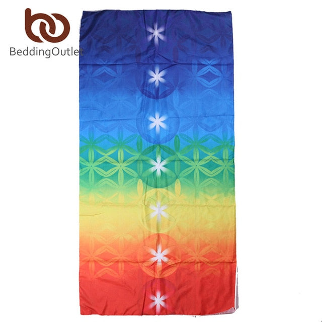 BeddingOutlet 7 Chakra Beach Towel Rainbow Stripes For Adults Mandala Blanket Microfiber Bath Towel Bohemian Tapestry Yoga Mat