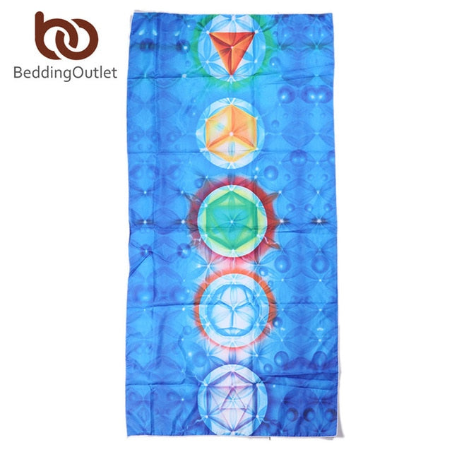 BeddingOutlet 7 Chakra Beach Towel Rainbow Stripes For Adults Mandala Blanket Microfiber Bath Towel Bohemian Tapestry Yoga Mat
