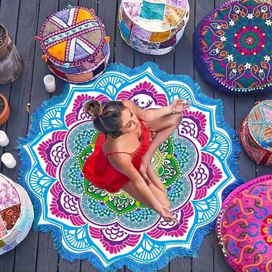 Hot Beach Towel Tassel Yoga Mat Carpet Tapete Doormat Tapestry Indian Mandala Blankets Bathroom Carpet Camping Mattress 7 Color