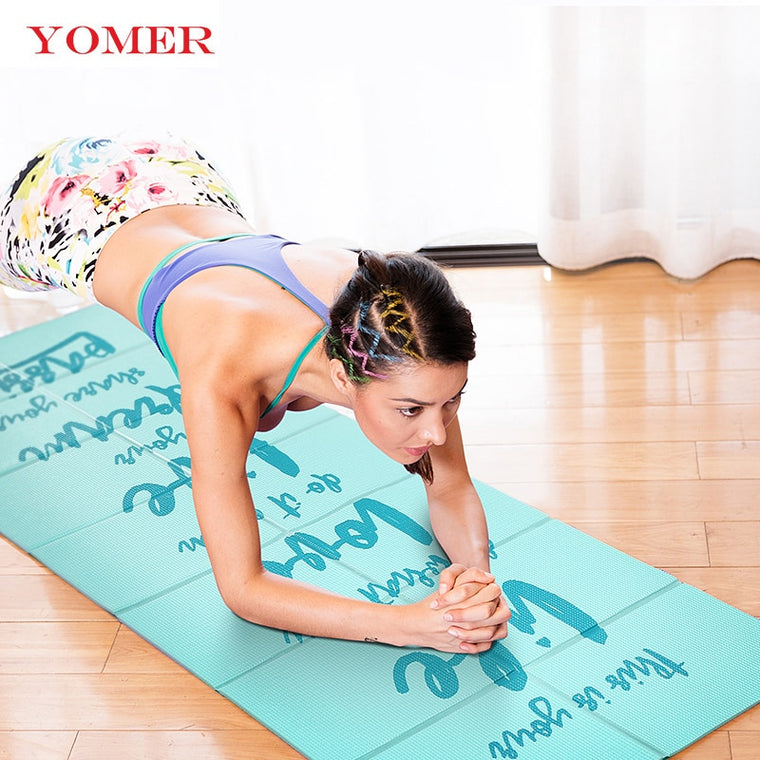 YOMER 5mm PVC Non-slip Foldable Yoga Mats For Fitness Slim Yoga Gym Exercise Mats Outdoor Pads Fitness Mat Easy Carry