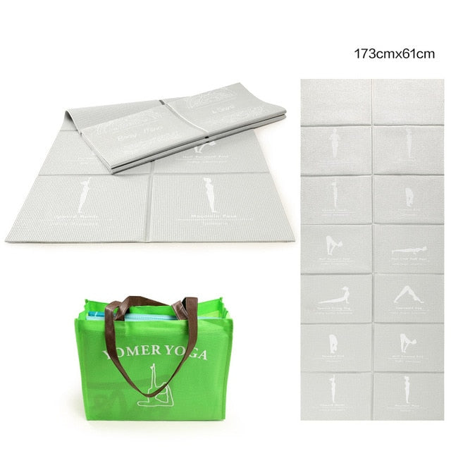 YOMER 5mm PVC Non-slip Foldable Yoga Mats For Fitness Slim Yoga Gym Exercise Mats Outdoor Pads Fitness Mat Easy Carry