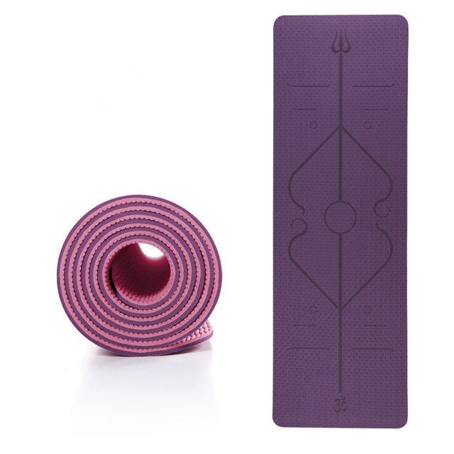 TPE Yoga Mat with Position Line Non Slip Carpet Mat Beginner Environmental Fitness Gymnastics Mats