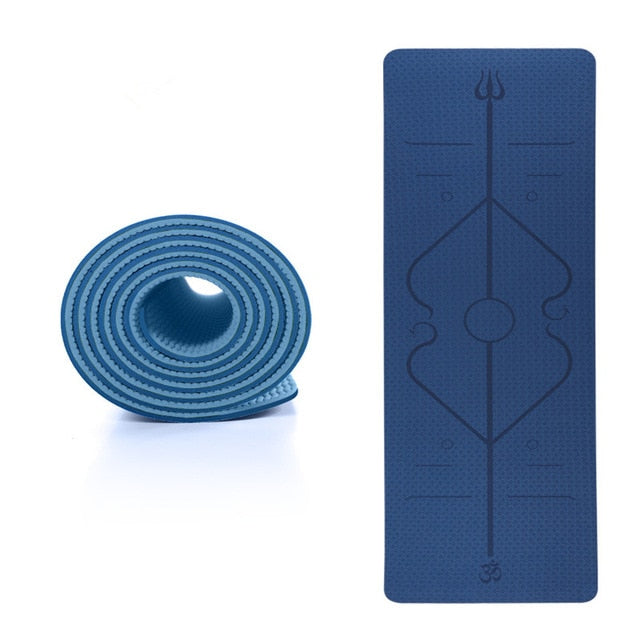 TPE Yoga Mat with Position Line Non Slip Carpet Mat Beginner Environmental Fitness Gymnastics Mats