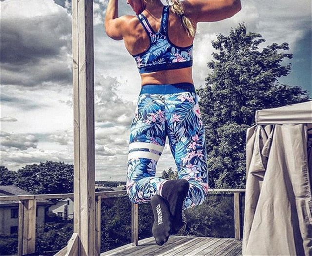 Fitness Clothing Yoga Set Digital Print Leisure Sports Clothes Quick Dry Sleeveless 2 Piece Set Women Sports Wear for Women Gym